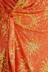 Sunny Mood Orange Sequin Long Sleeve Mini Dress