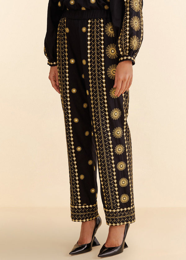 Sun Embroidered Pants