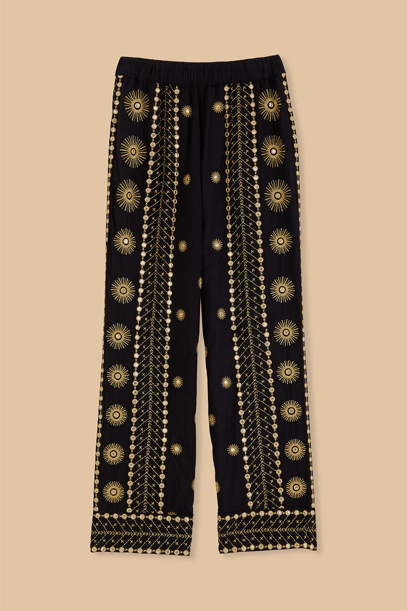 Sun Embroidered Pants