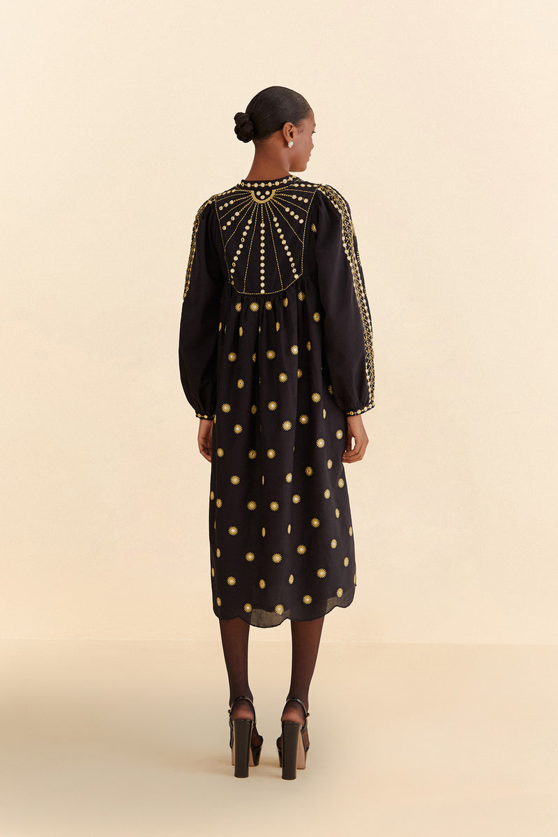 Sun Embroidered Midi Dress