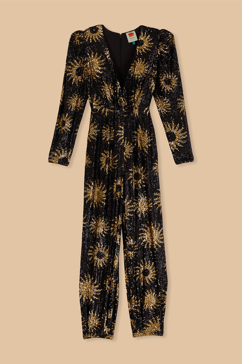 Sunny Mood Sequin V Neckline Jumpsuit