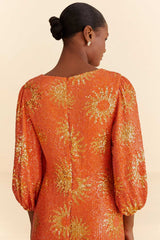 Sunny Mood Orange Sequin Cut Out Midi Dress