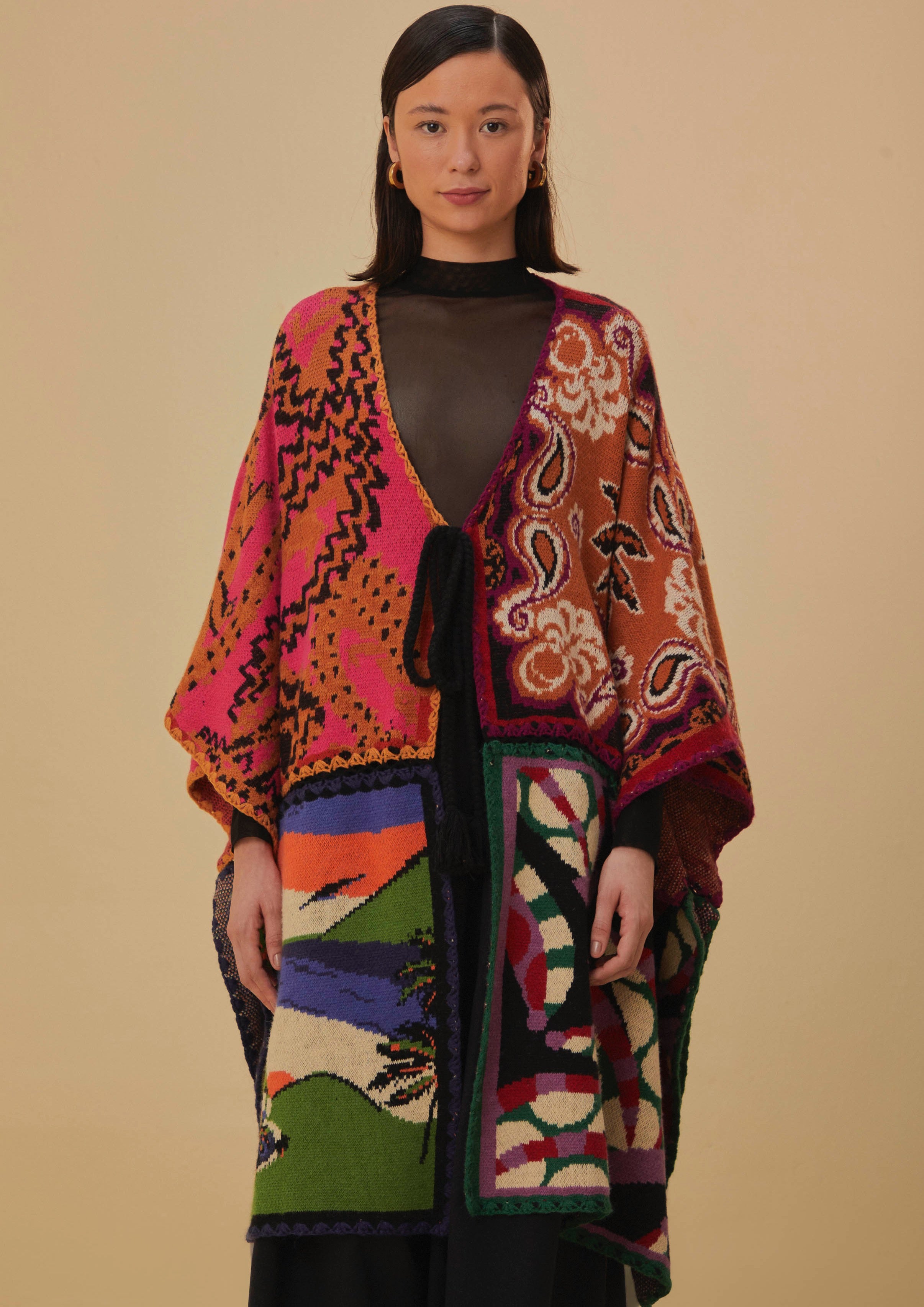 Mixed Prints Knit Kimonoa