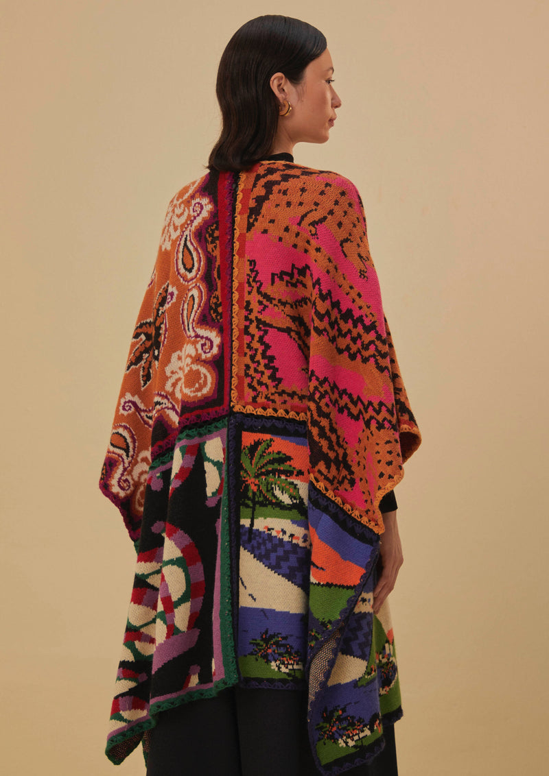 Mixed Prints Knit Kimono