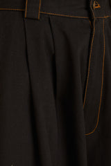 Black Canvas Maxi Pleated Pants