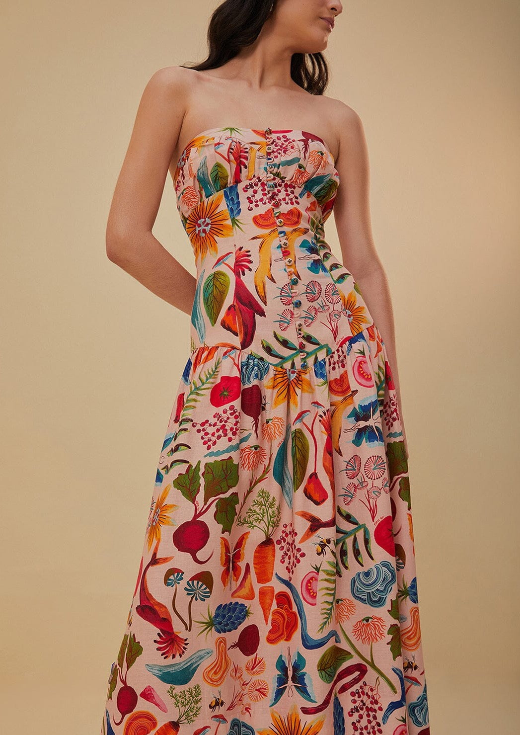 Bright Farm Beige Sleeveless Maxi Dress