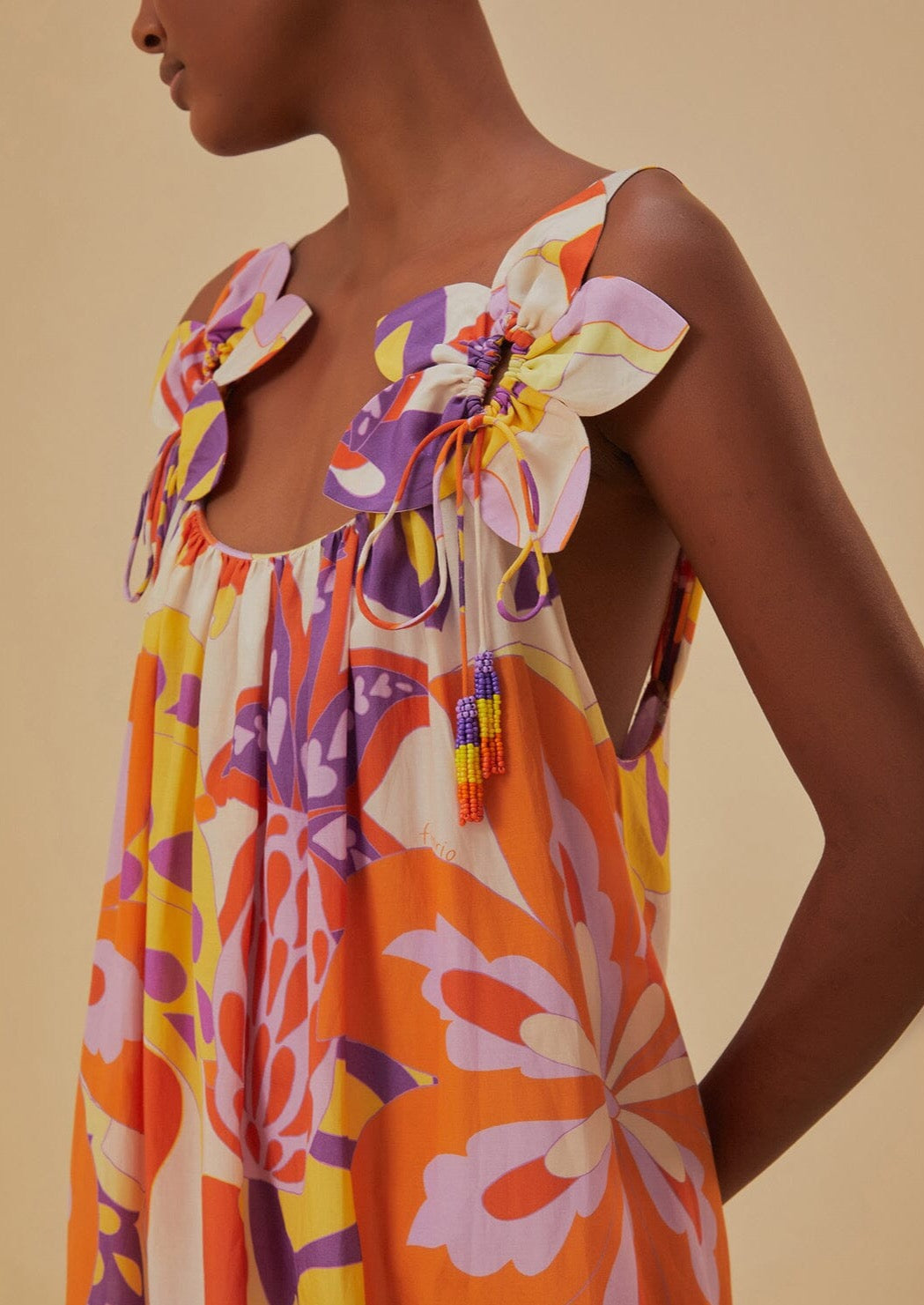 Lee Floral Floral Cream Detail Sleeveless Maxi Dress