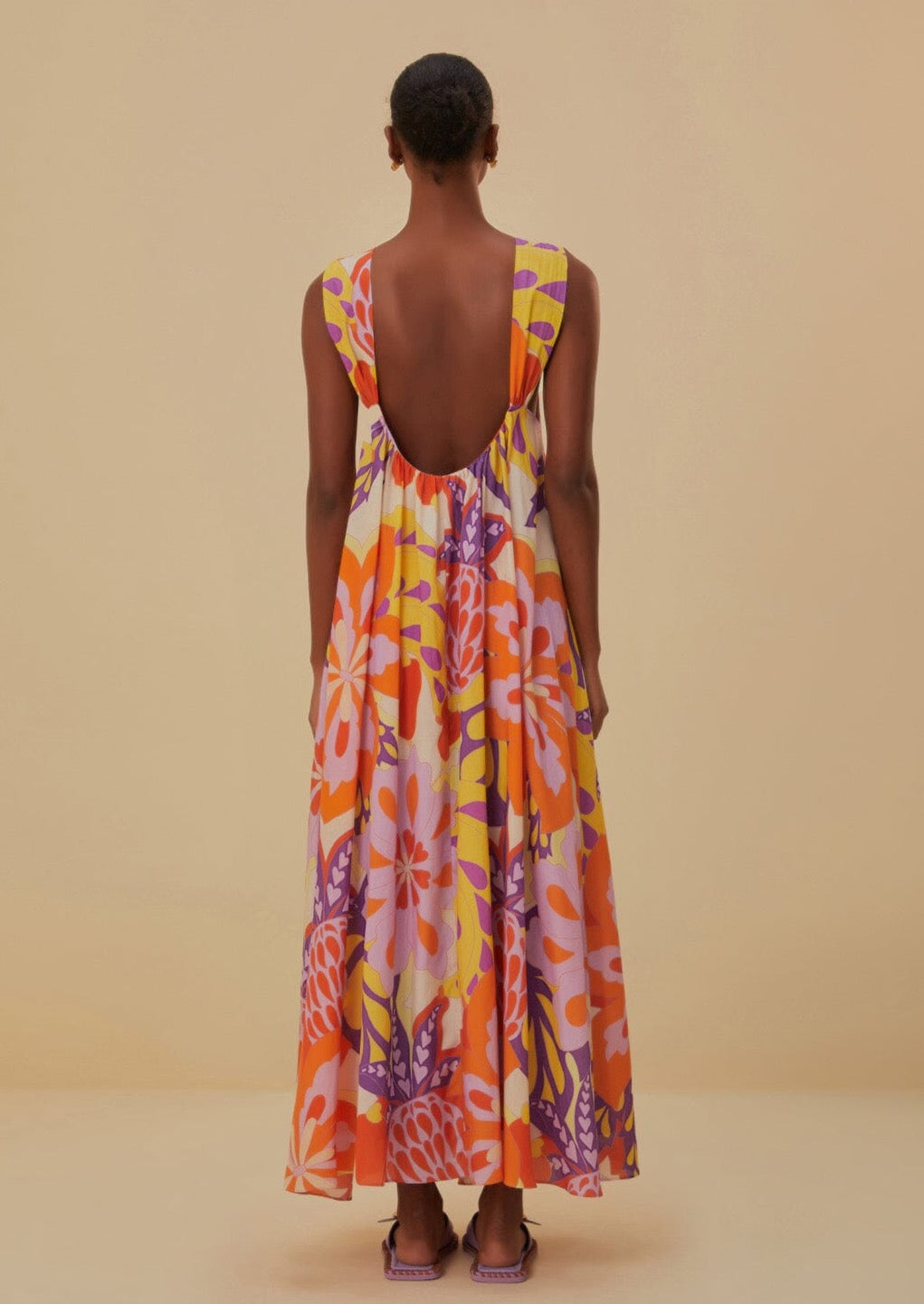 Lee Floral Floral Cream Detail Sleeveless Maxi Dress