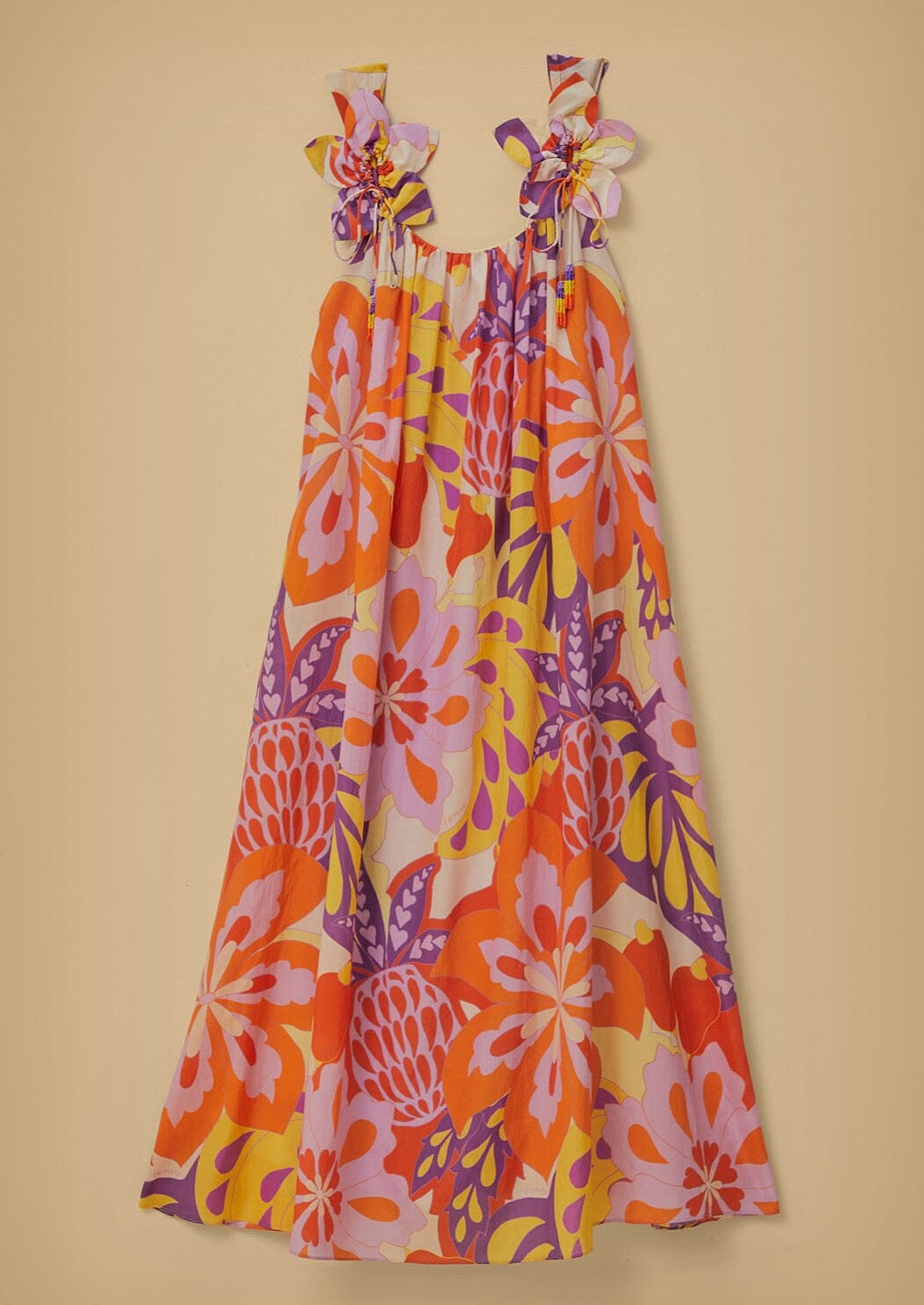 Lee Floral Floral Cream Detail Sleeveless Maxi Dress