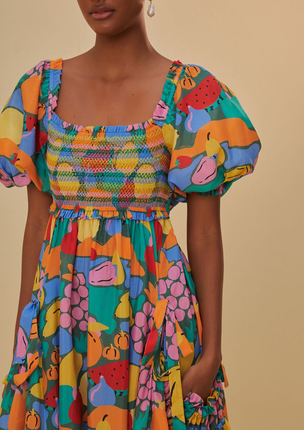Fruit Landscape Short Sleeves Maxi Dress