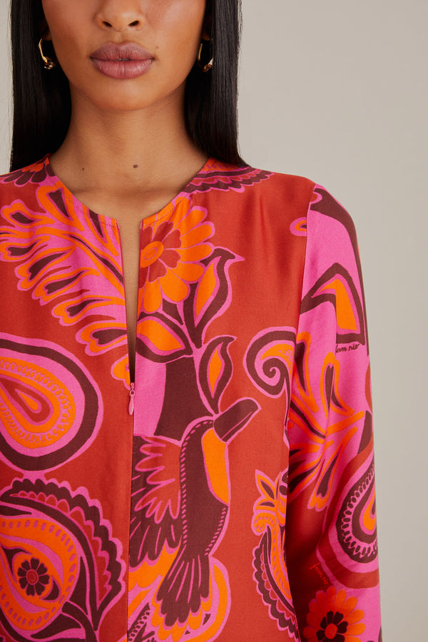 FARM-BOLD FLORAL PINK LONG SLEEVE MAXI DRESS-JUST BRAZIL