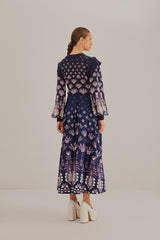 FARM-AINIKA MARINA DARK BLUE MIDI SKIRT-JUST BRAZIL