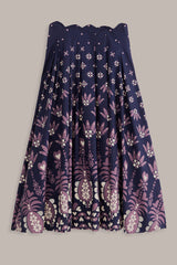 FARM-AINIKA MARINA DARK BLUE MIDI SKIRT-JUST BRAZIL