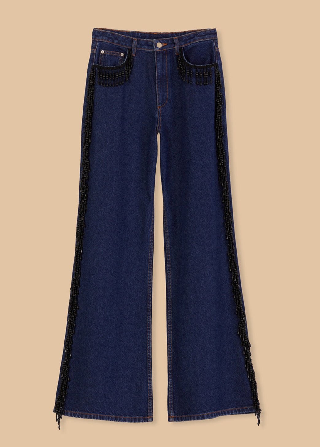 FARM-FRINGES BEADS WIDE PANTS-JUST BRAZIL