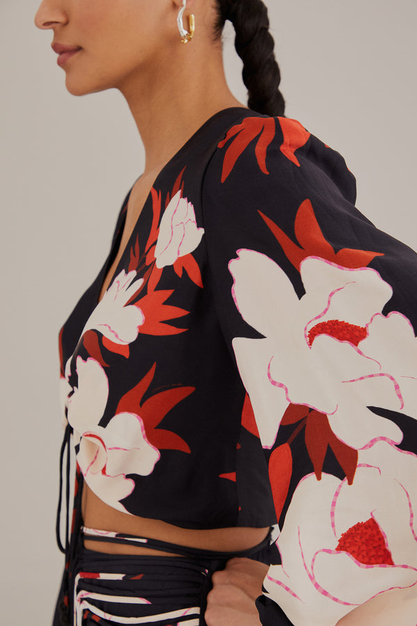 FARM-PEONY BLACK LONG SLEEVE BLOUSE-JUST BRAZIL