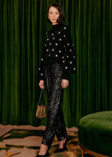 FARM-BLACK SEQUIN PIJAMA PANTS-JUST BRAZIL