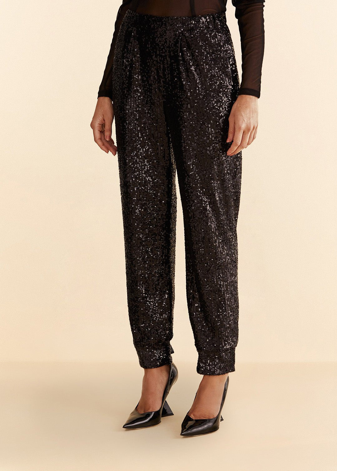 FARM-BLACK SEQUIN PIJAMA PANTS-JUST BRAZIL