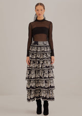 Paisley Bloom Black Tiered Skirt