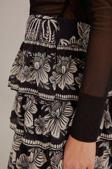Paisley Bloom Black Tiered Skirt