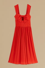 FARM-RED BOW DETAIL SLEEVELESS DRESS-JUST BRAZIL