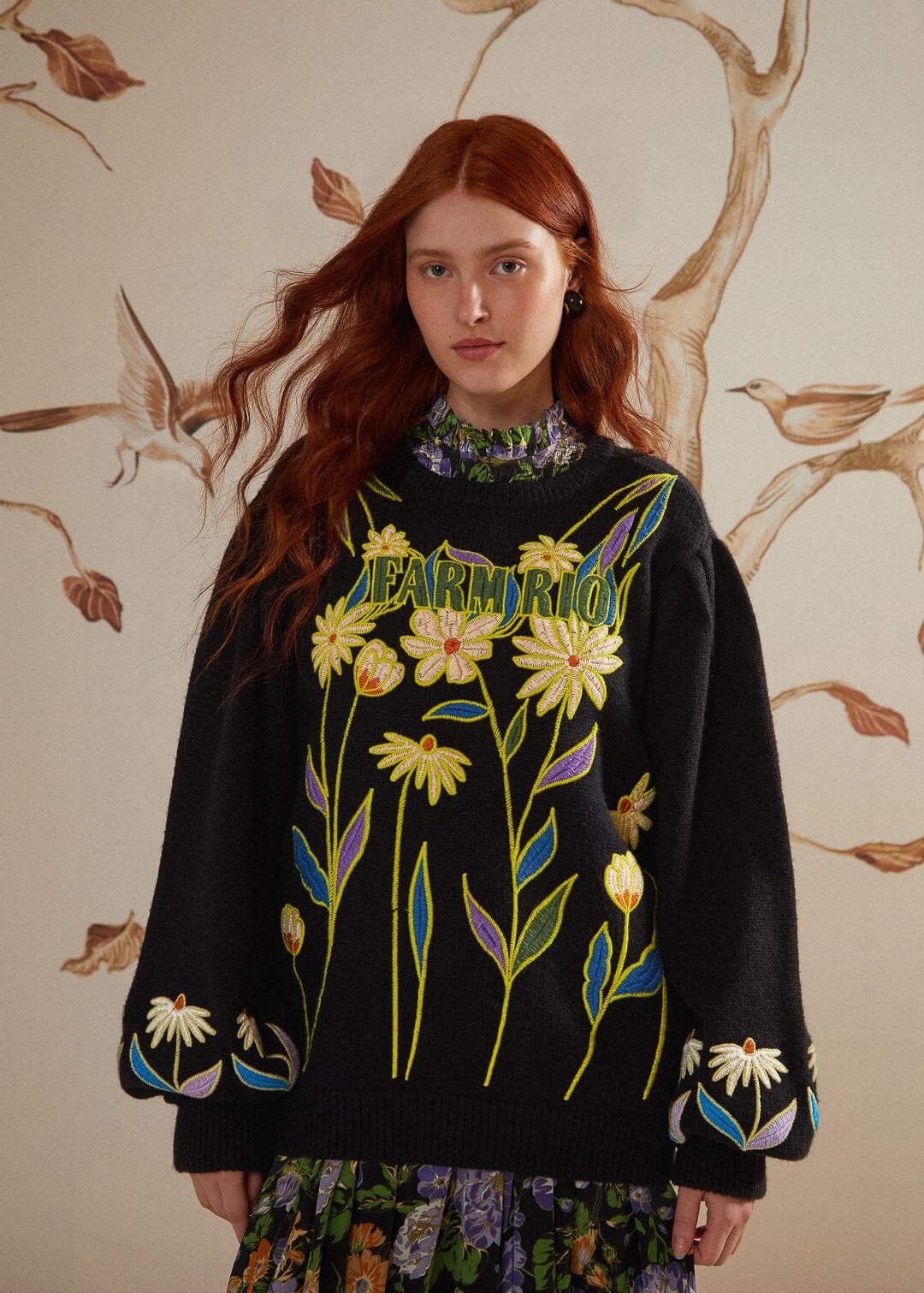 Farm Rio Flowers Knit Sweater