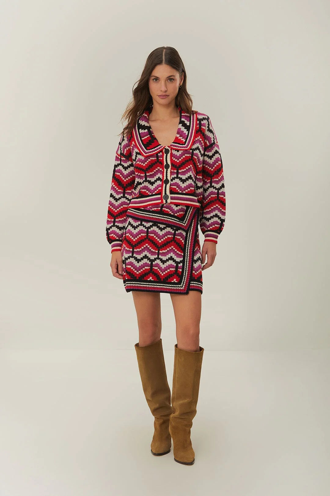 Ombre Hearts Knit Skirt