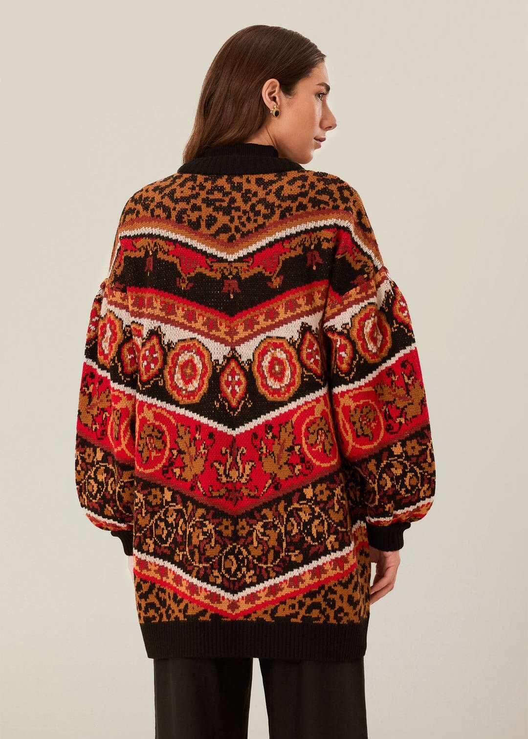 Ainika Tiles Cream Knit Cardigan