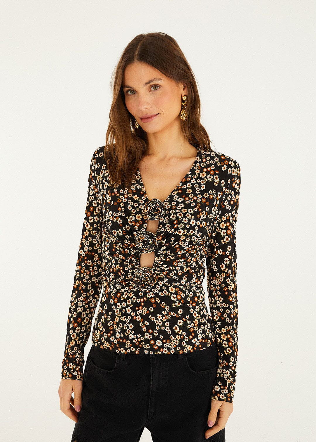 Tiny Flowers Black Jersey