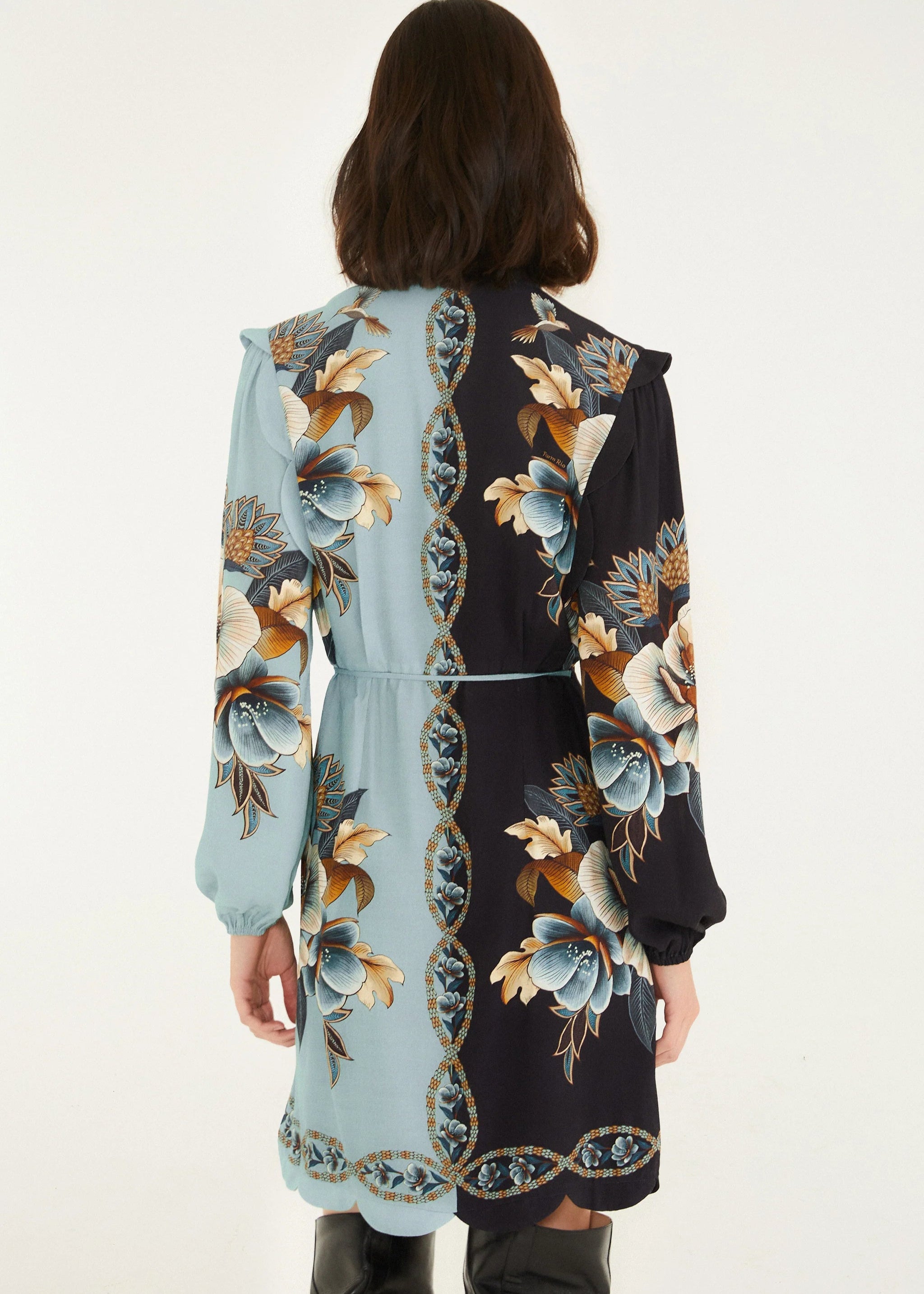 Snake Garden Mix Wrap Wavy Mini Dress