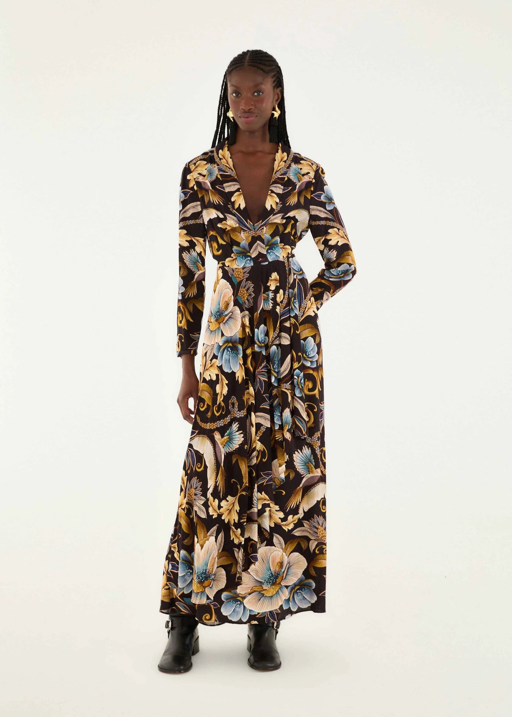 Snake Garden Black Maxi Dress