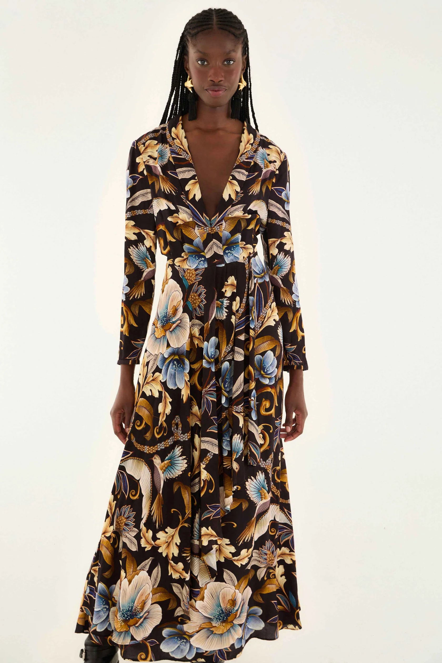 Snake Garden Black Maxi Dress