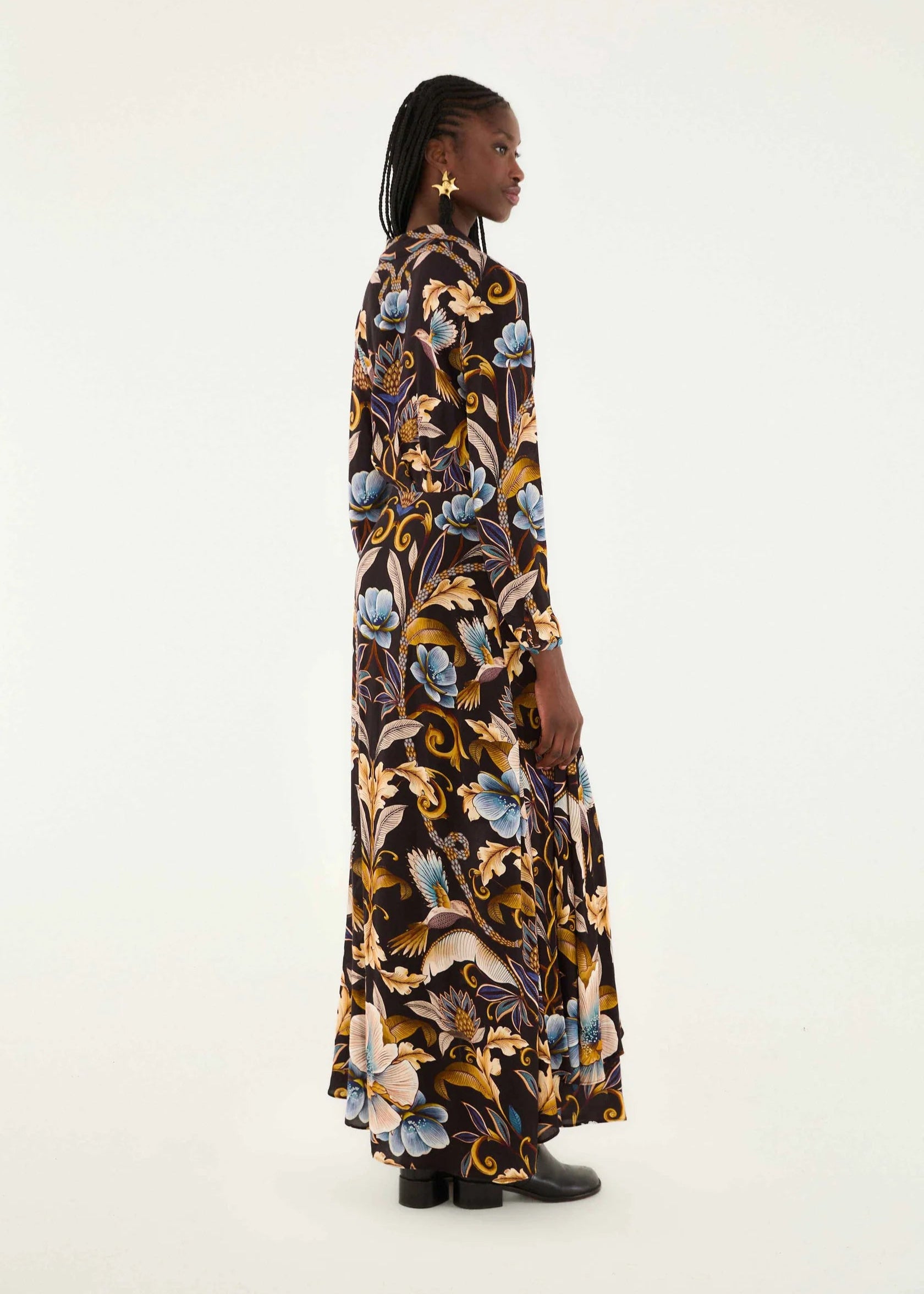 Snake Garden Black Maxi Dress