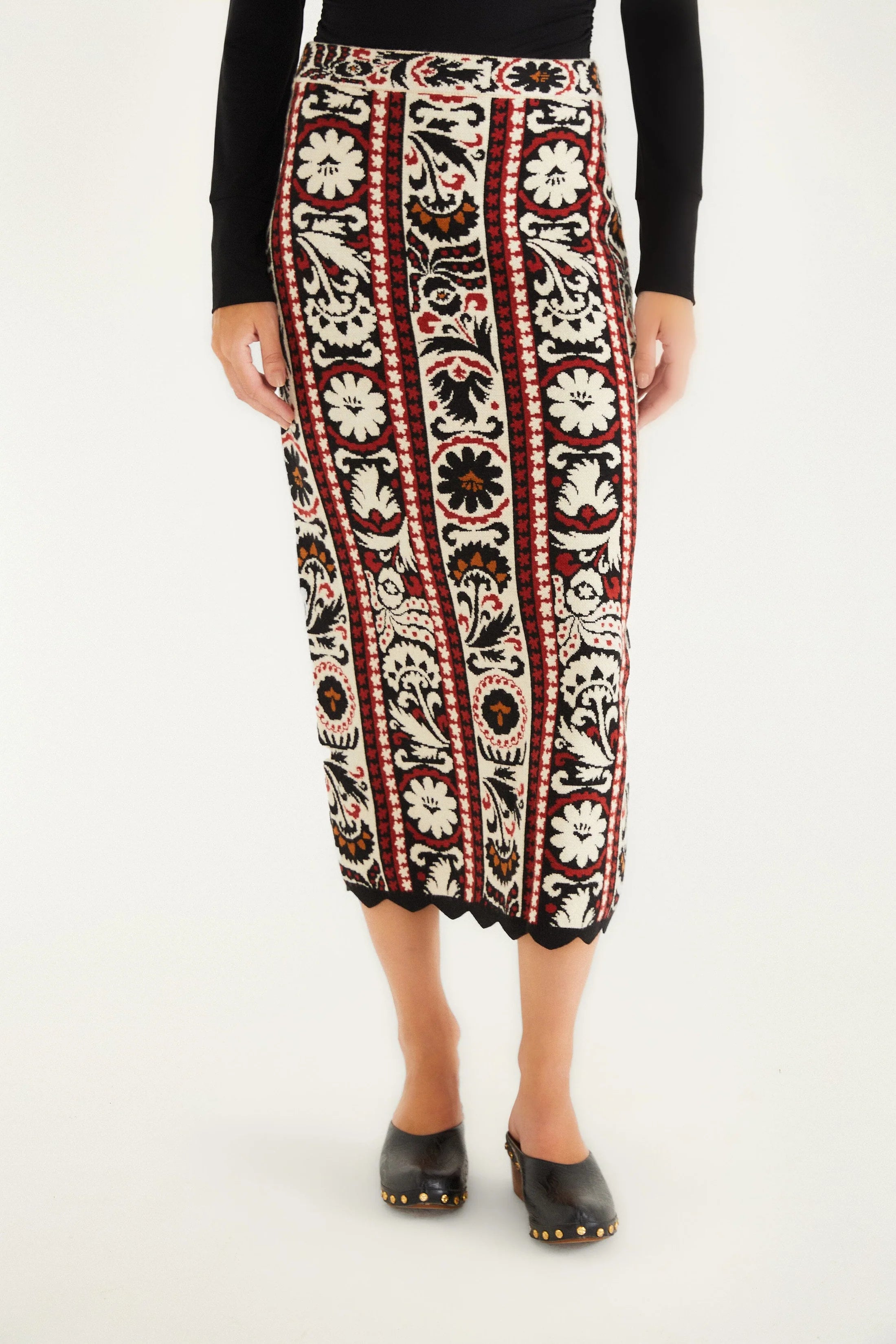Winter Tapestry Stripes Knit Skirt