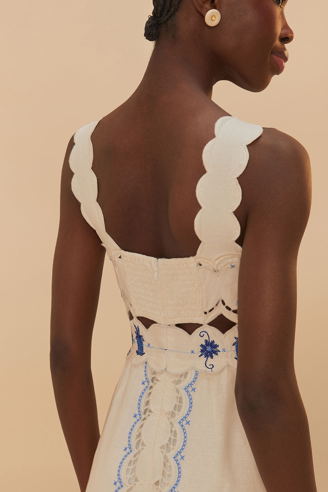 Cross Stitch Richelieu Sunflower Off-White Midi Dress