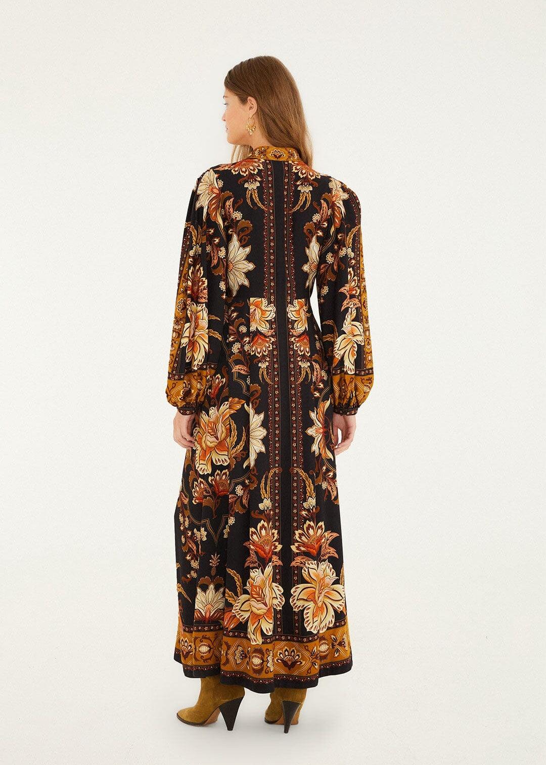 Black Majestic Garden Puff Sleeve Maxi Dress