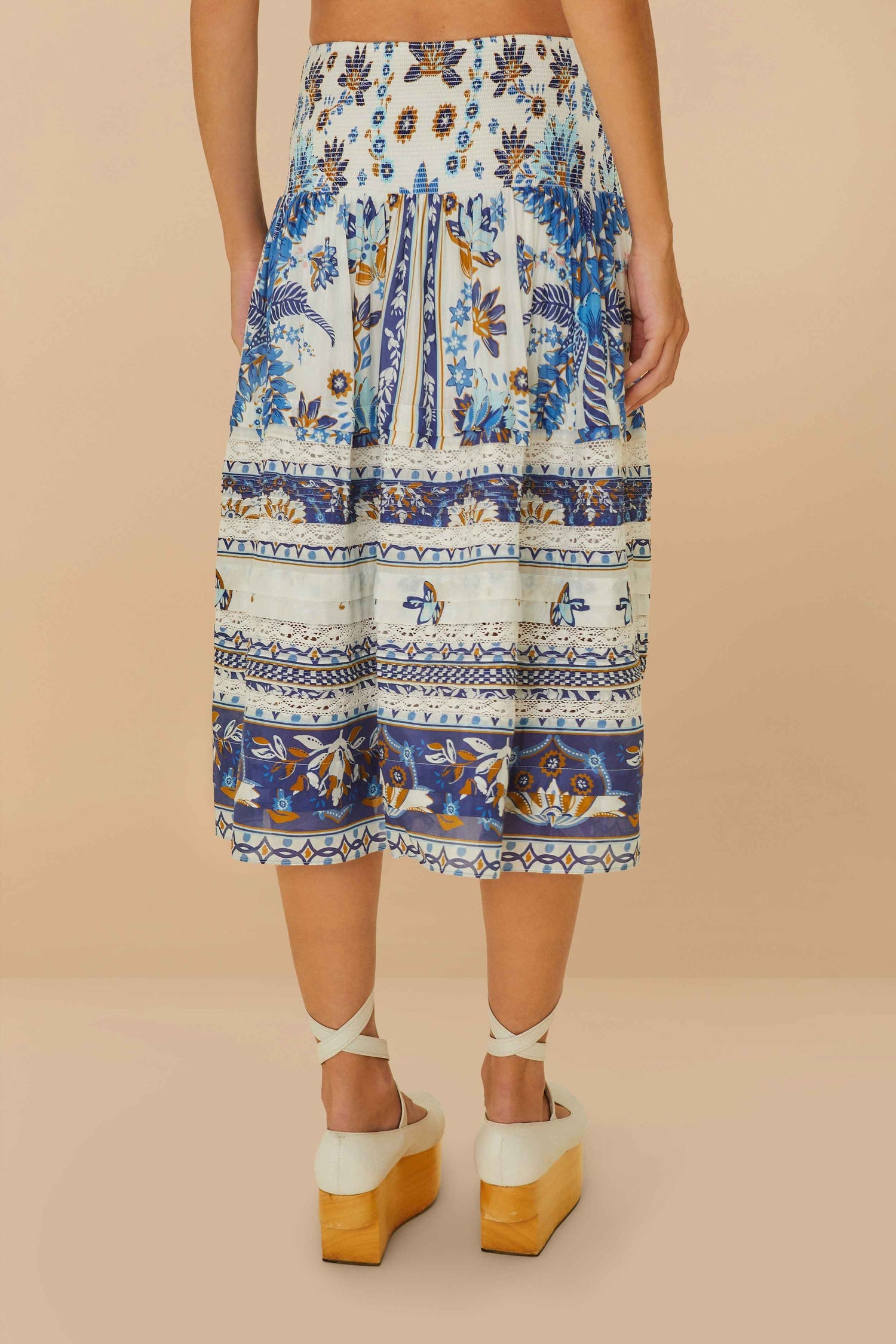 Ana Tapestry Off-White Midi Skirt