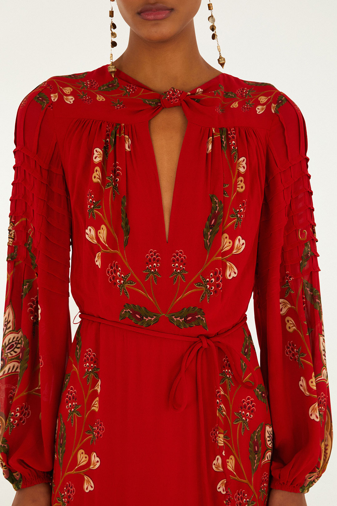Berry Garden Long Sleeve Pleated Maxi Dress