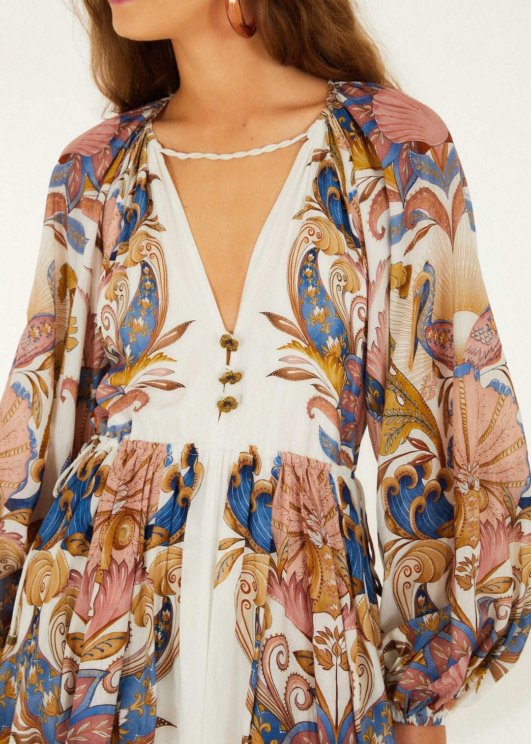 Off-White Sea Garden Puff Sleeve Mini Bubble Dress