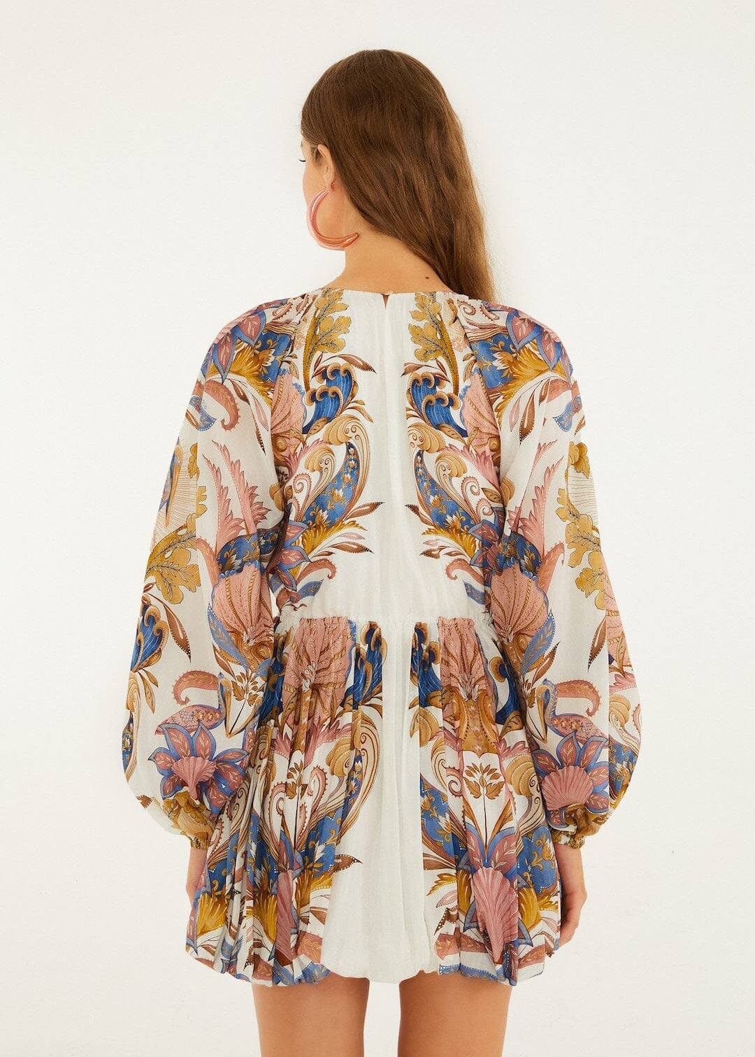 Off-White Sea Garden Puff Sleeve Mini Bubble Dress