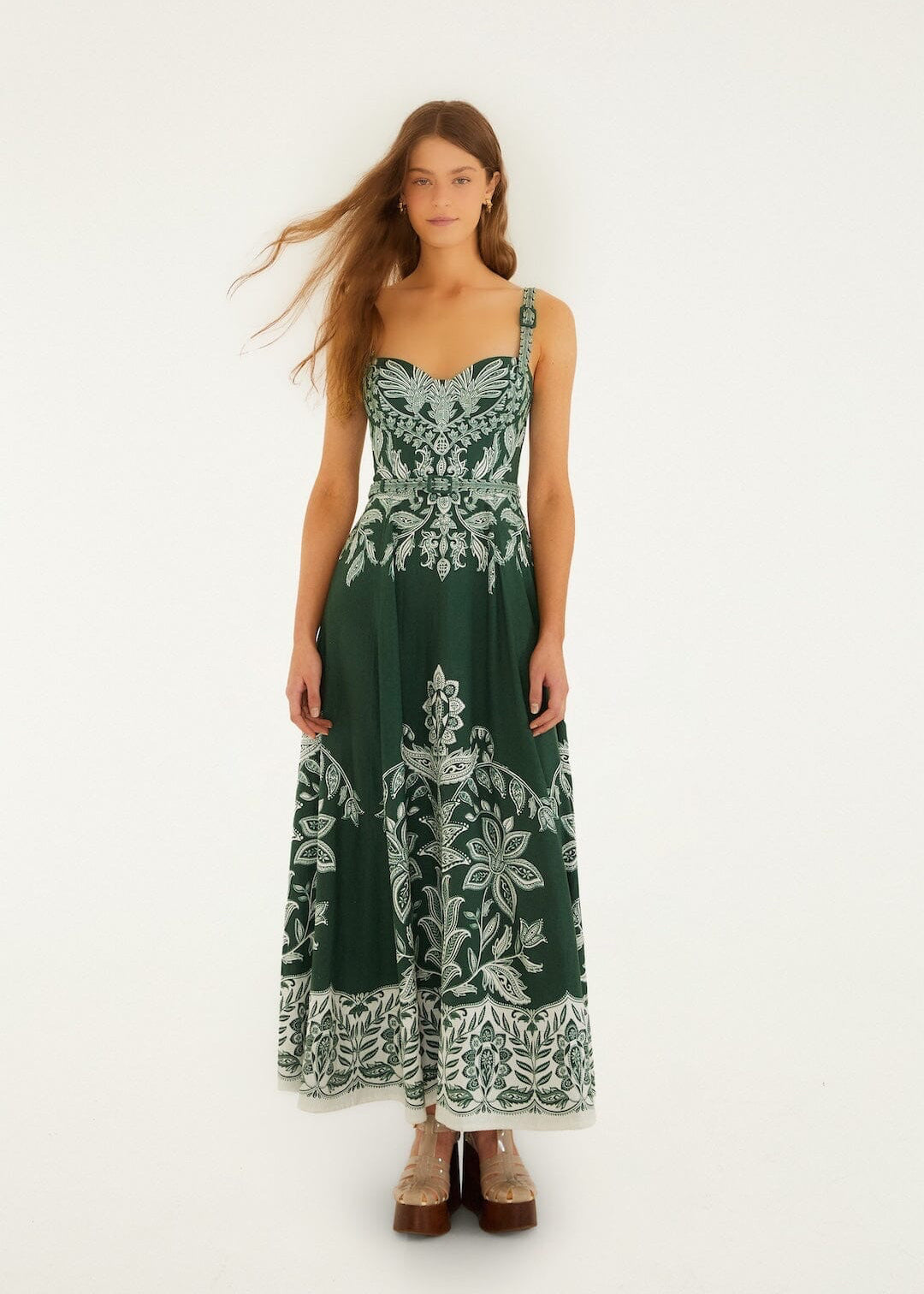 Dark Green Miranda Buckles Maxi Dress