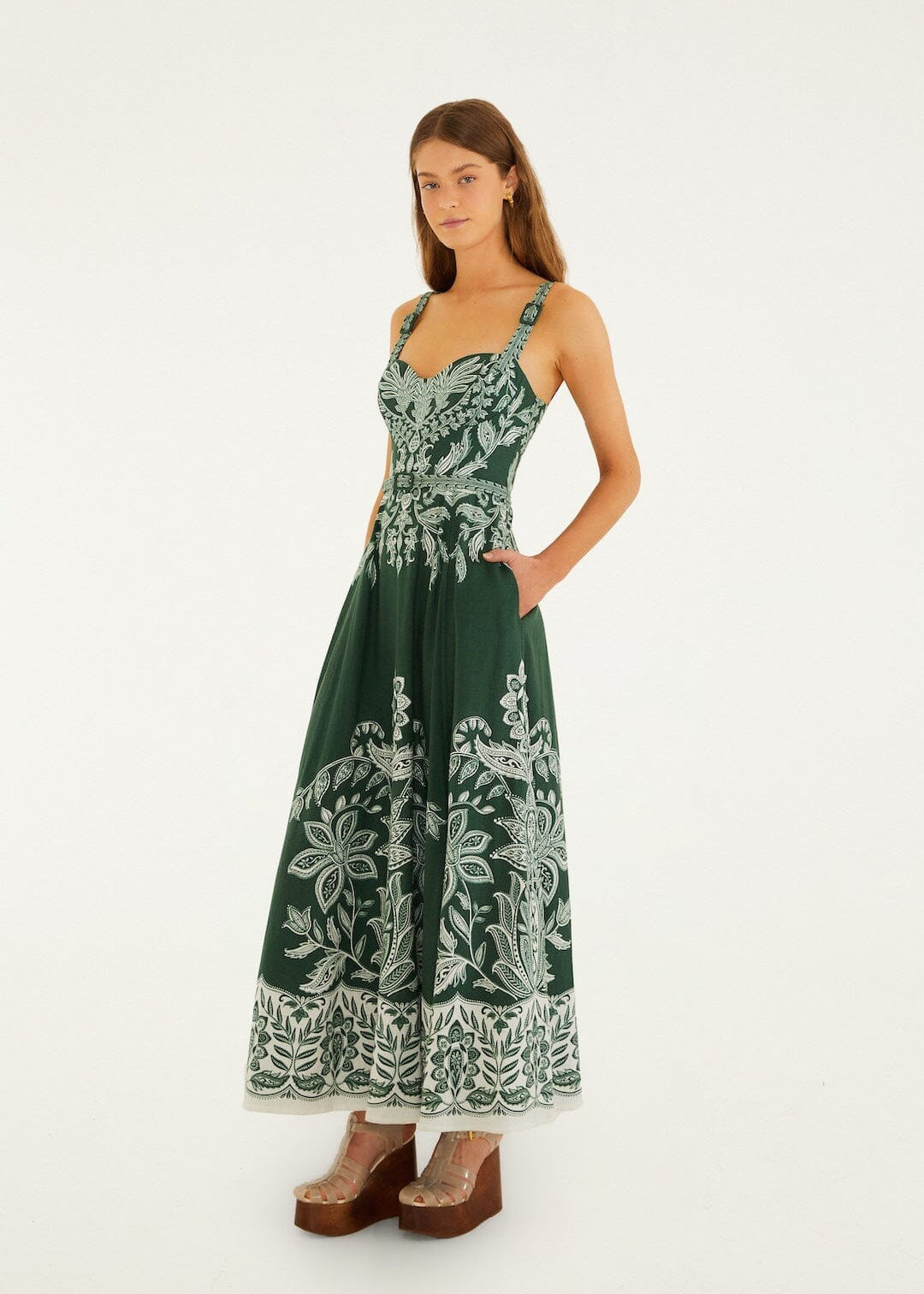 Dark Green Miranda Buckles Maxi Dress