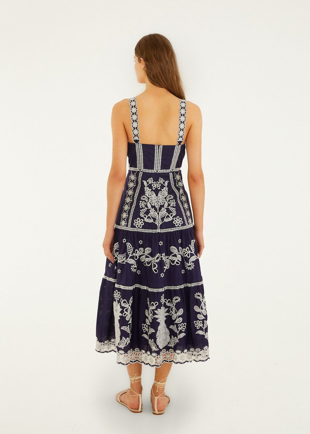 Blue And White Richillieu Midi Dress