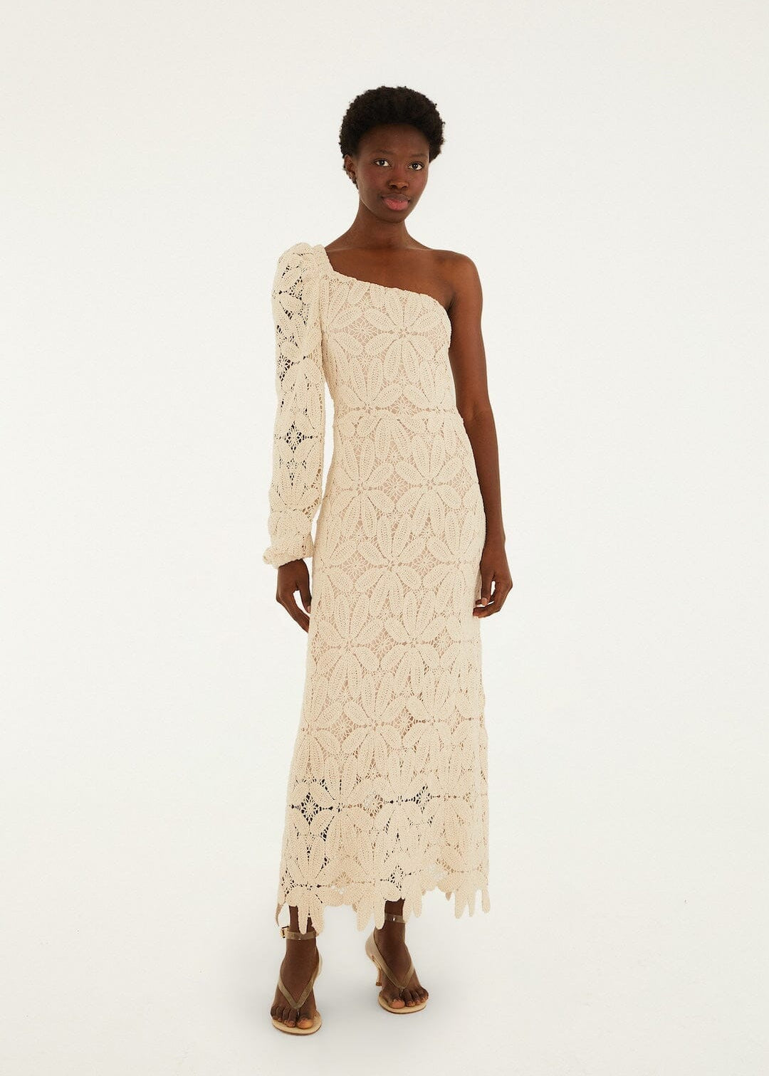 One Shoulder Flower Crochet Dress