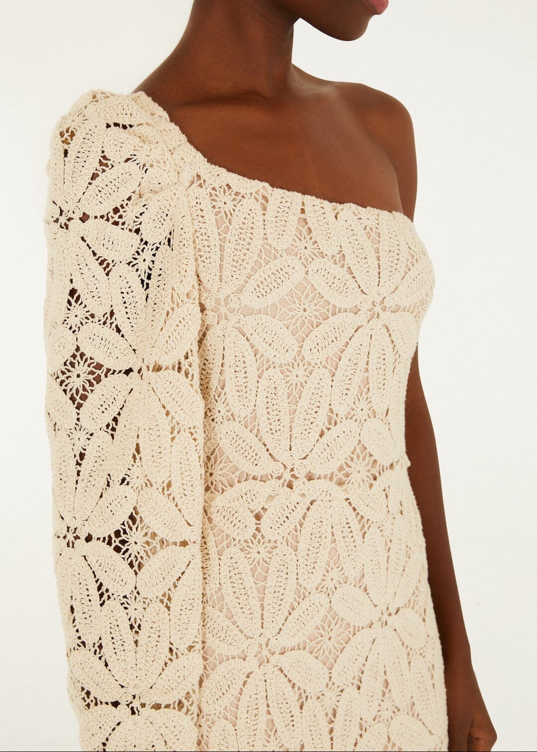 One Shoulder Flower Crochet Dress