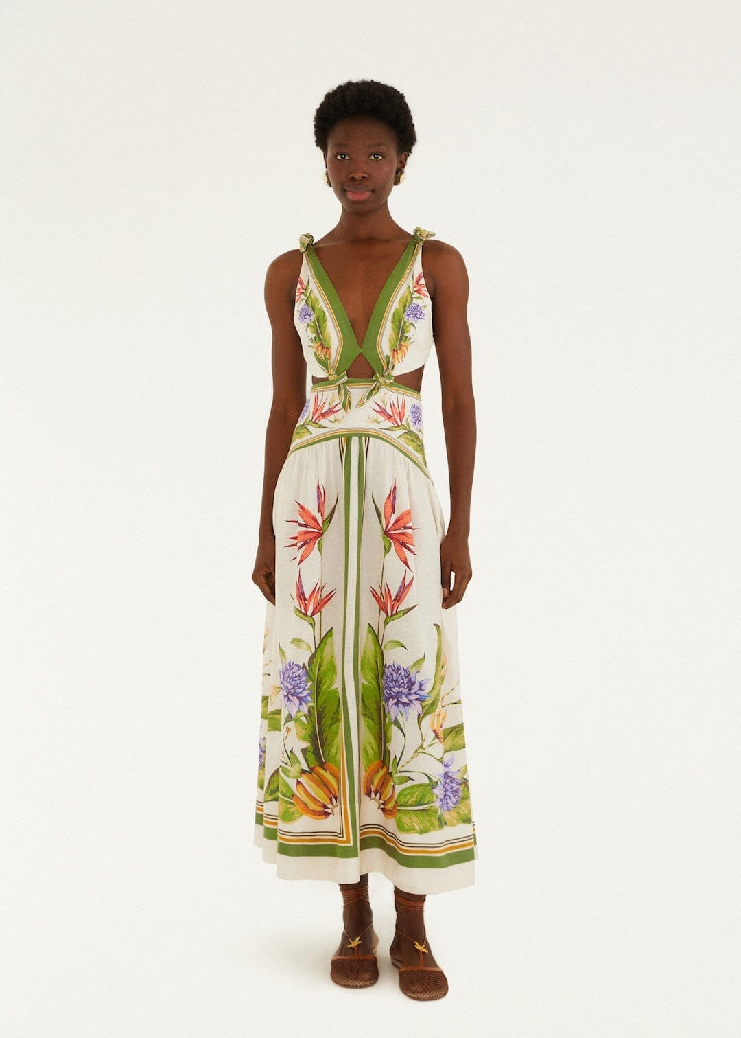Tropical Scarf Sand Maxi Dress