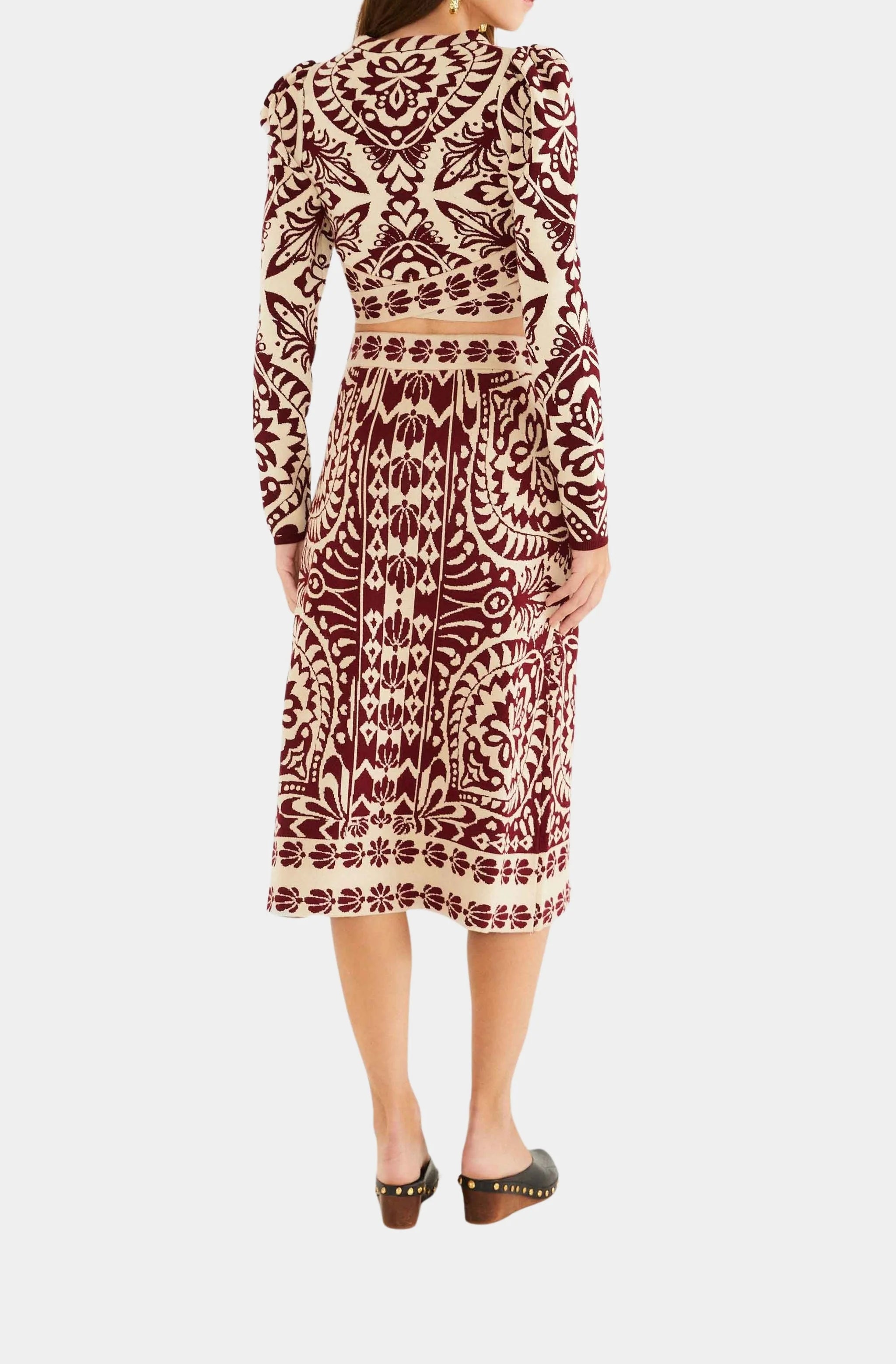 Pineapple Love Burgundy Knit Midi Skirt