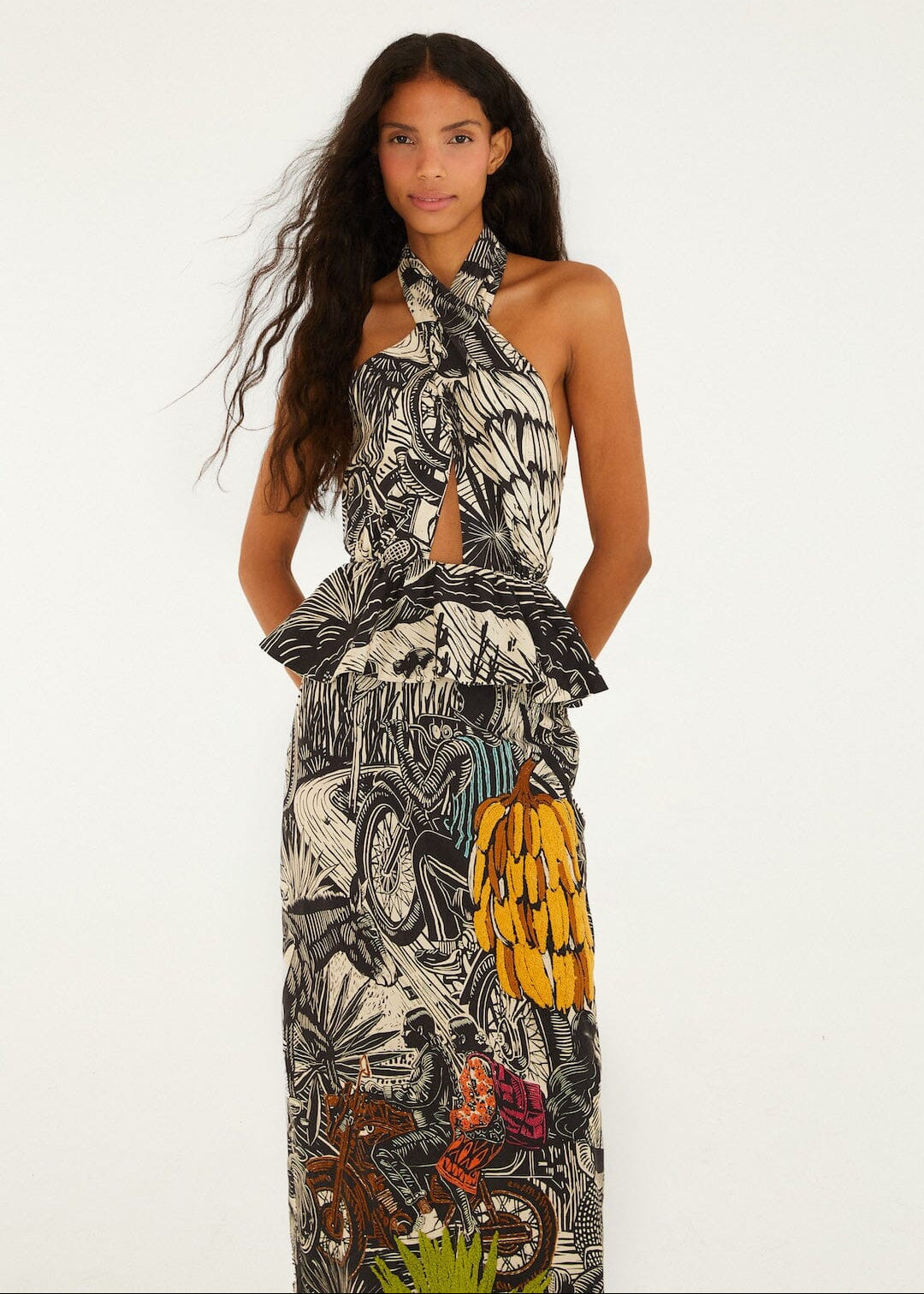 Ruta Beige Embroidered Maxi Dress