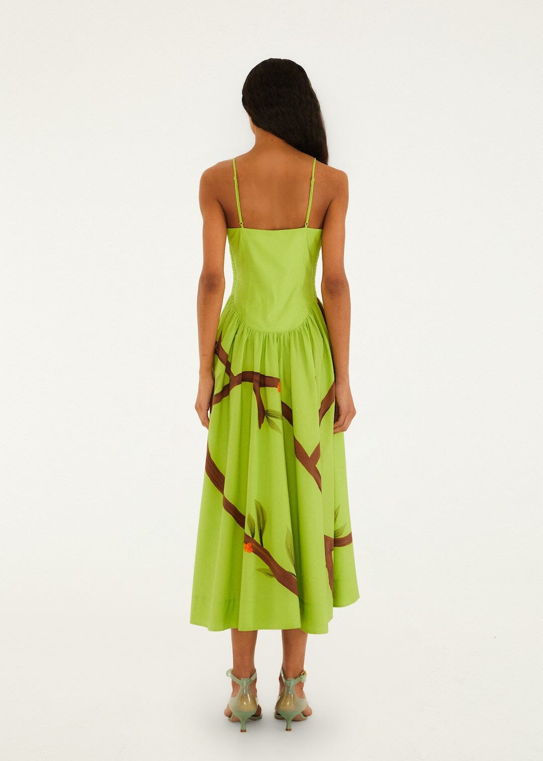 Green Birds Smocked Maxi Dress