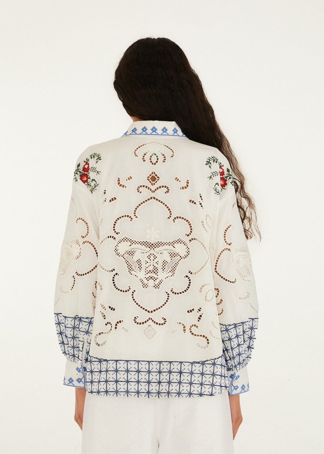 Off-White Flowers Embroidery Richelieu Shirt