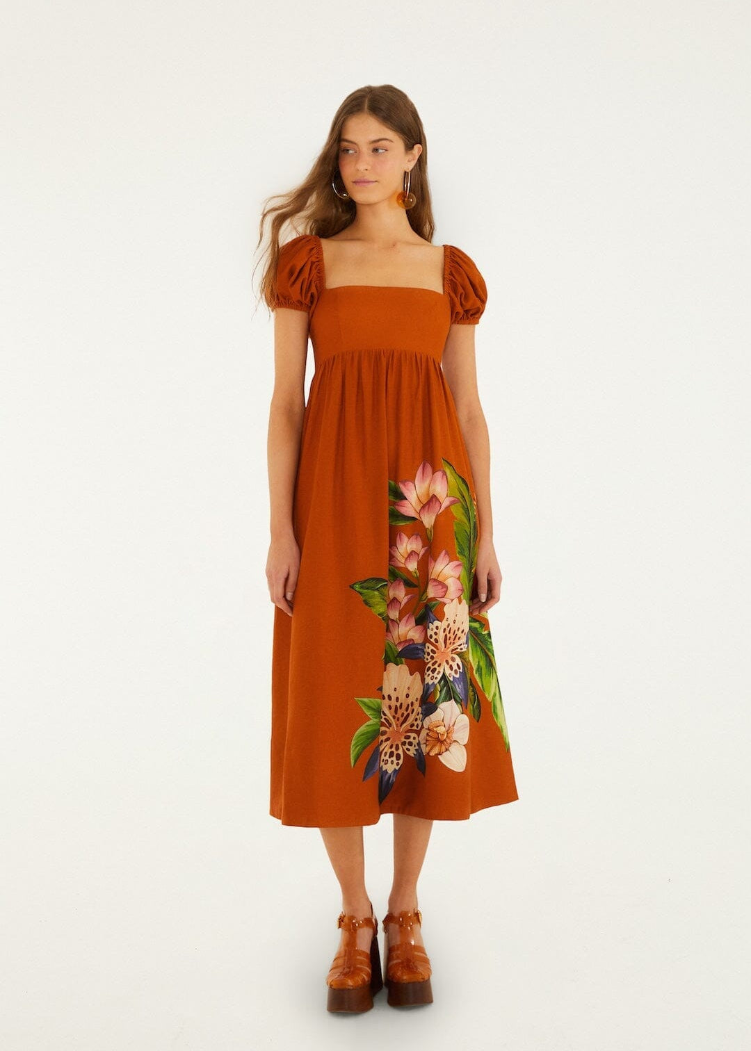 Hilo Arrangment Brown Midi Dress